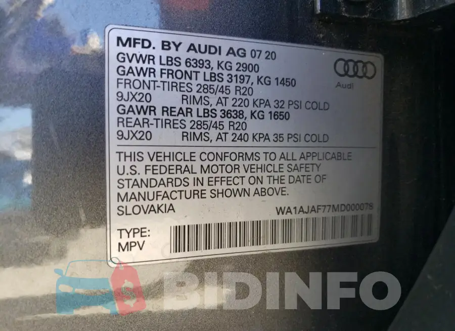WA1AJAF77MD000078 Photo# 13