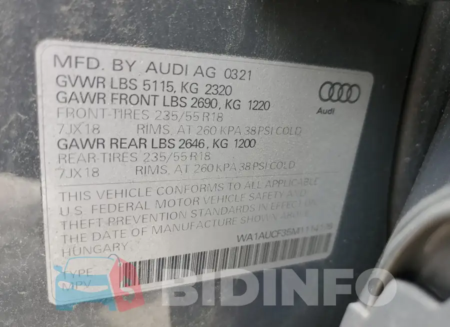 WA1AUCF35M1114176 Photo# 13