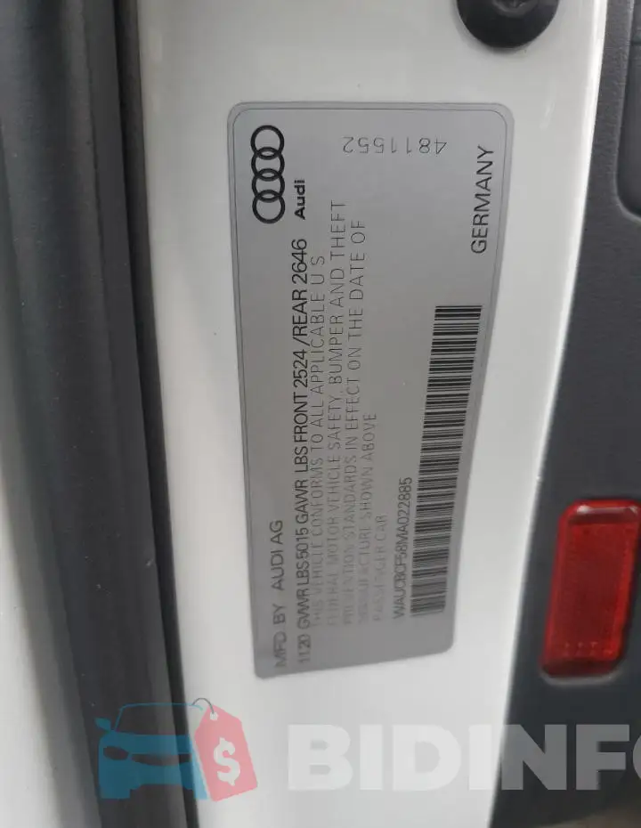 WAUCBCF58MA022885 Photo# 12