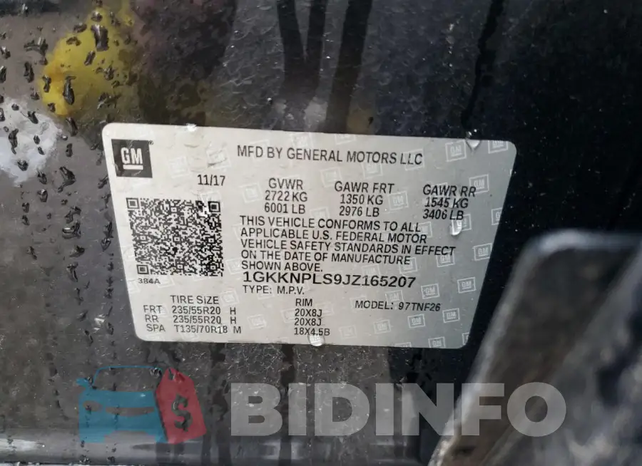 1GKKNPLS9JZ165207 Photo# 13