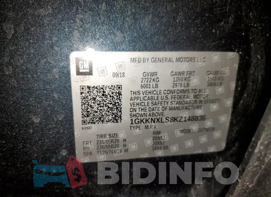 1GKKNXLS8KZ148836 Photo# 14