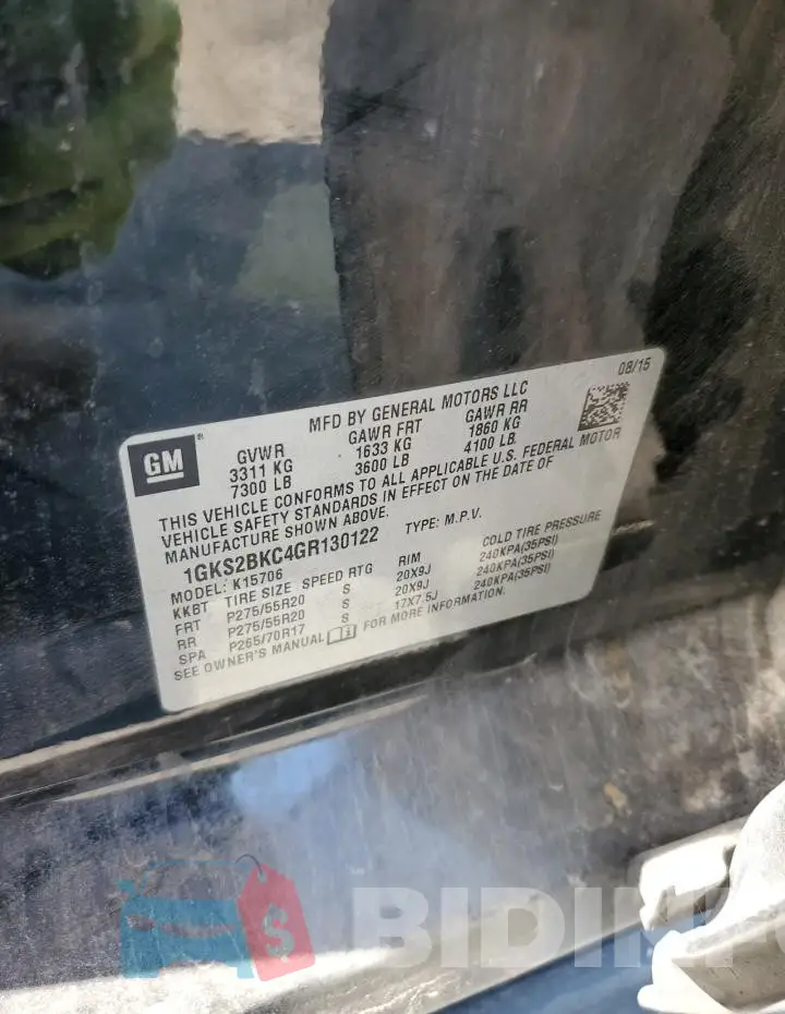 1GKS2BKC4GR130122 Photo# 12