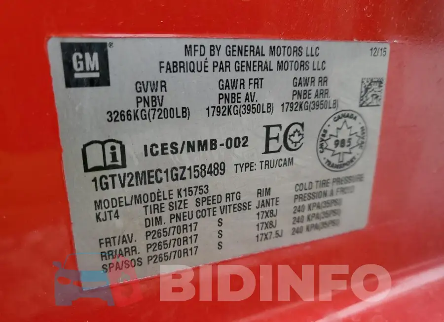 1GTV2MEC1GZ158489 Photo# 13