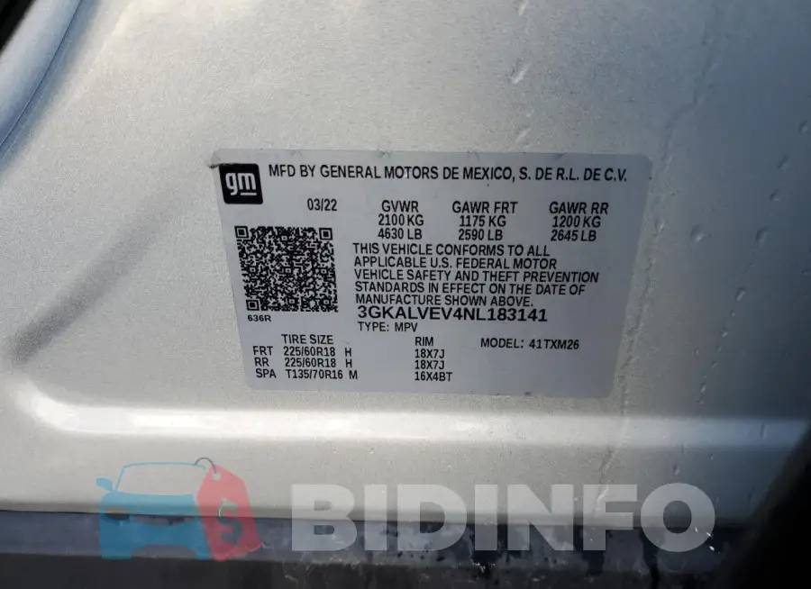3GKALVEV4NL183141 Photo# 12