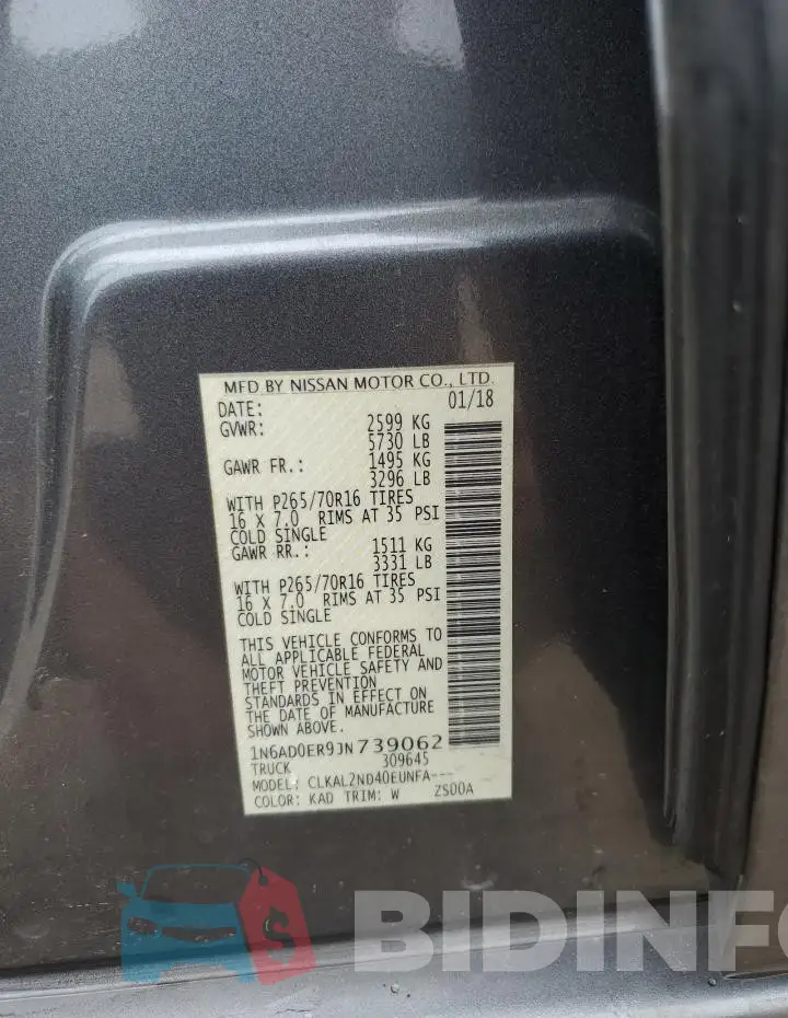 1N6AD0ER9JN739062 Photo# 13