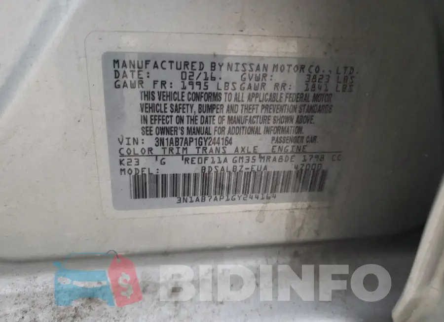 3N1AB7AP1GY244164 Photo# 12