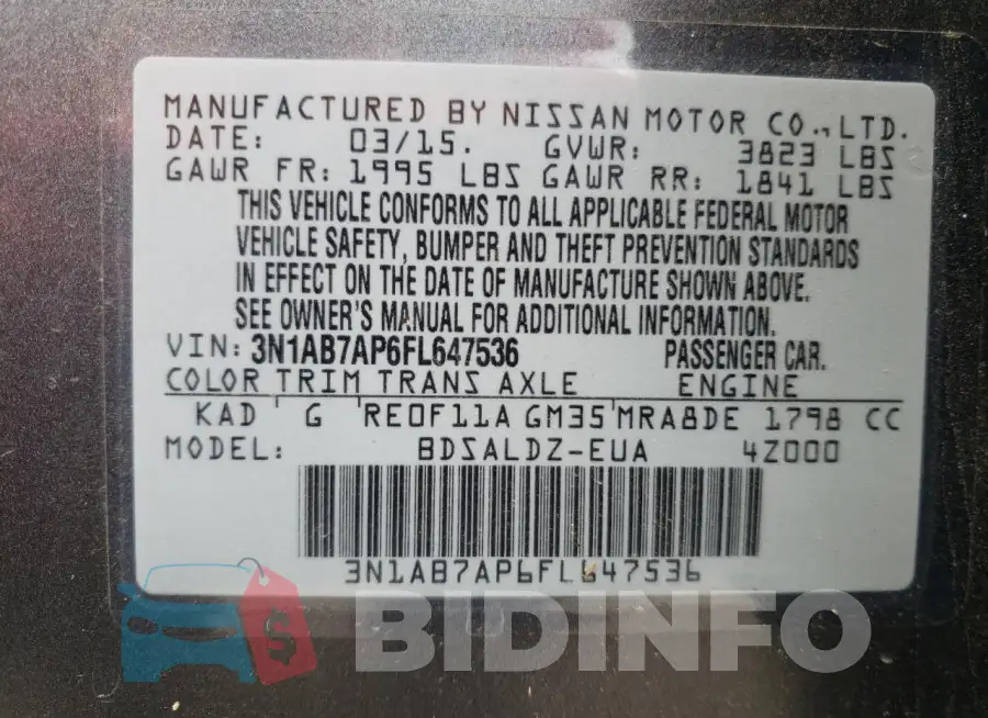 3N1AB7AP6FL647536 Photo# 13