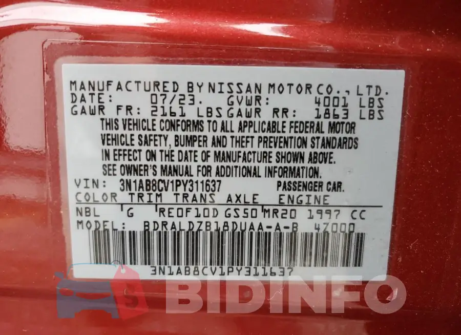 3N1AB8CV1PY311637 Photo# 13