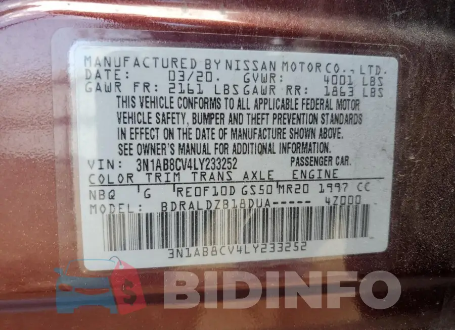 3N1AB8CV4LY233252 Photo# 12