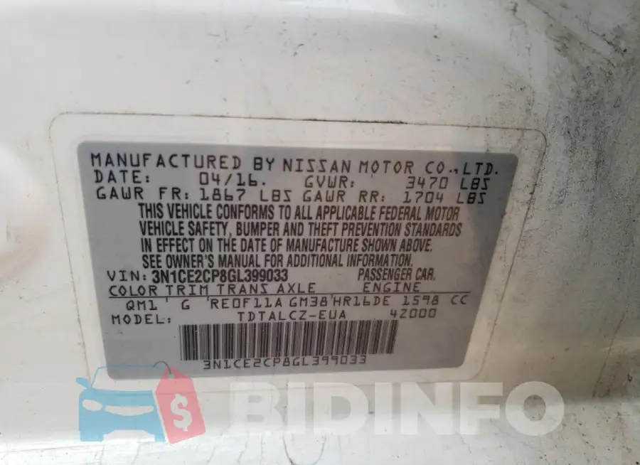 3N1CE2CP8GL399033 Photo# 12