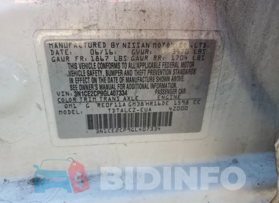 3N1CE2CP9GL407334 Photo# 12