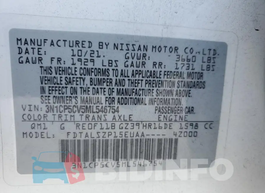 3N1CP5CV5ML546754 Photo# 14