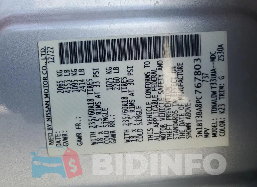 5N1BT3BA8PC767803 Photo# 14
