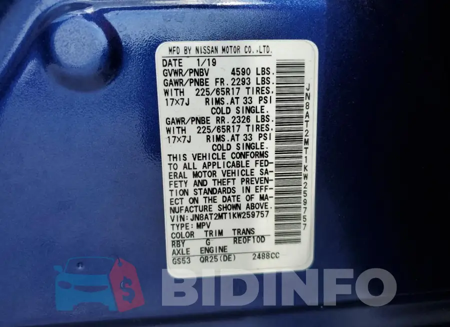 JN8AT2MT1KW259757 Photo# 14
