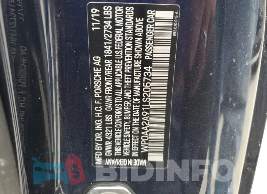 WP0AA2A91LS205734 Photo# 13
