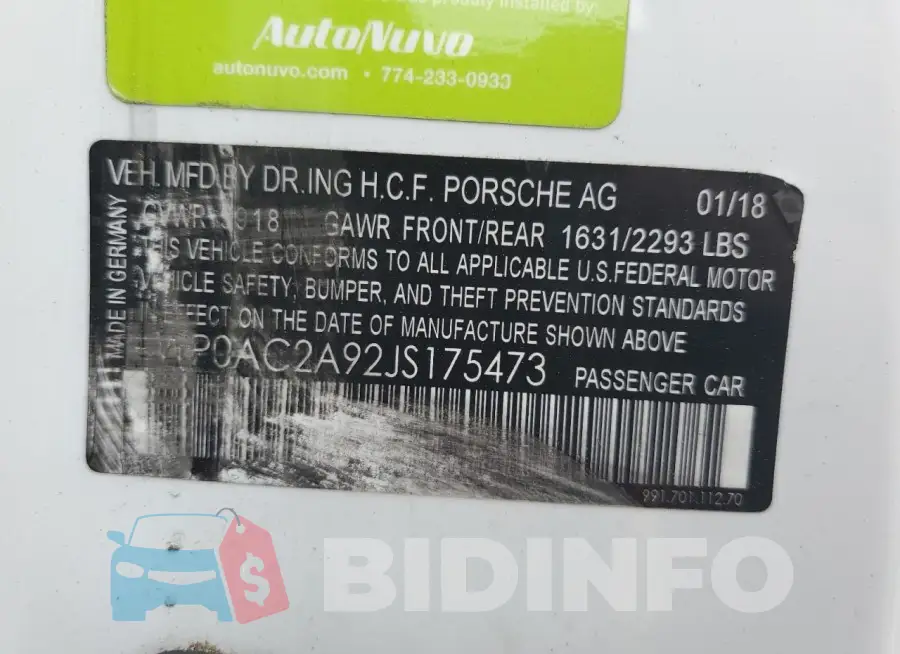 WP0AC2A92JS175473 Photo# 12
