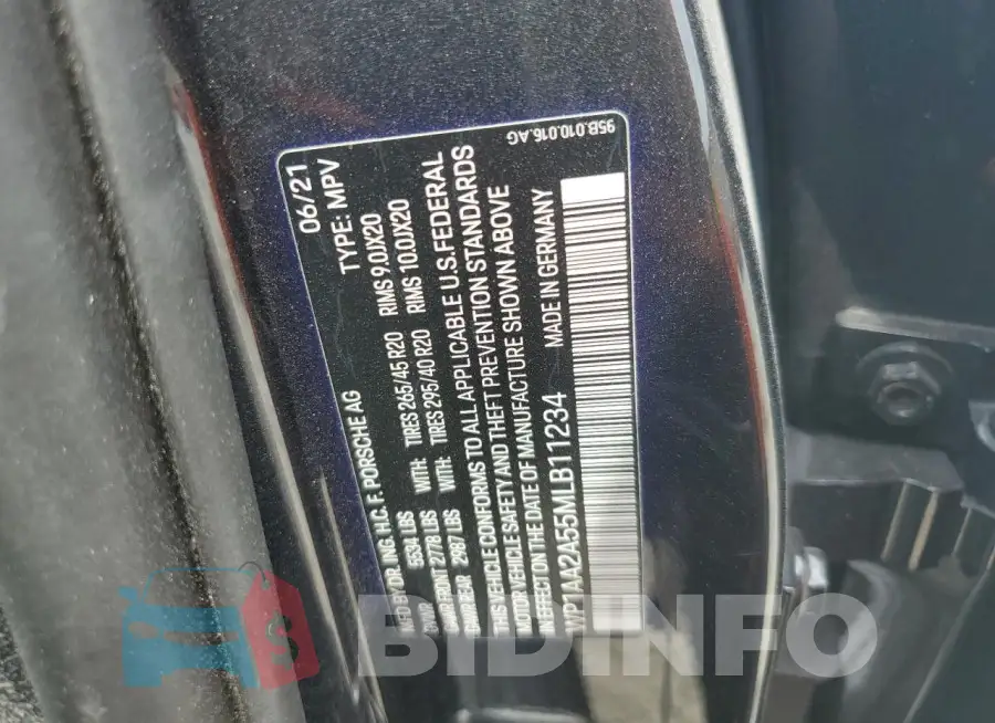 WP1AA2A55MLB11234 Photo# 14