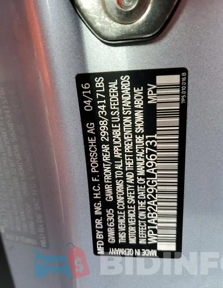 WP1AB2A29GLA96731 Photo# 12