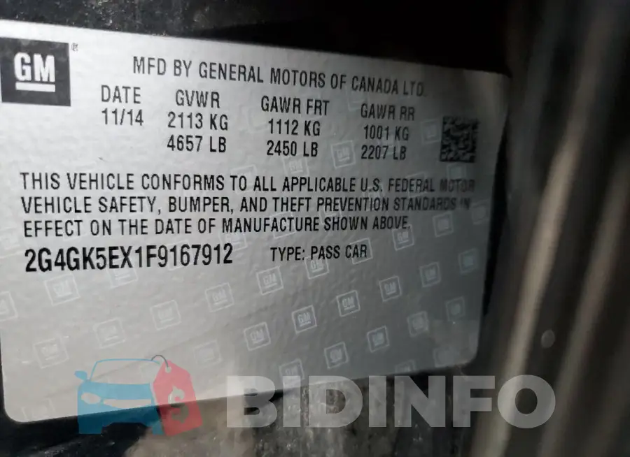 2G4GK5EX1F9167912 Photo# 12