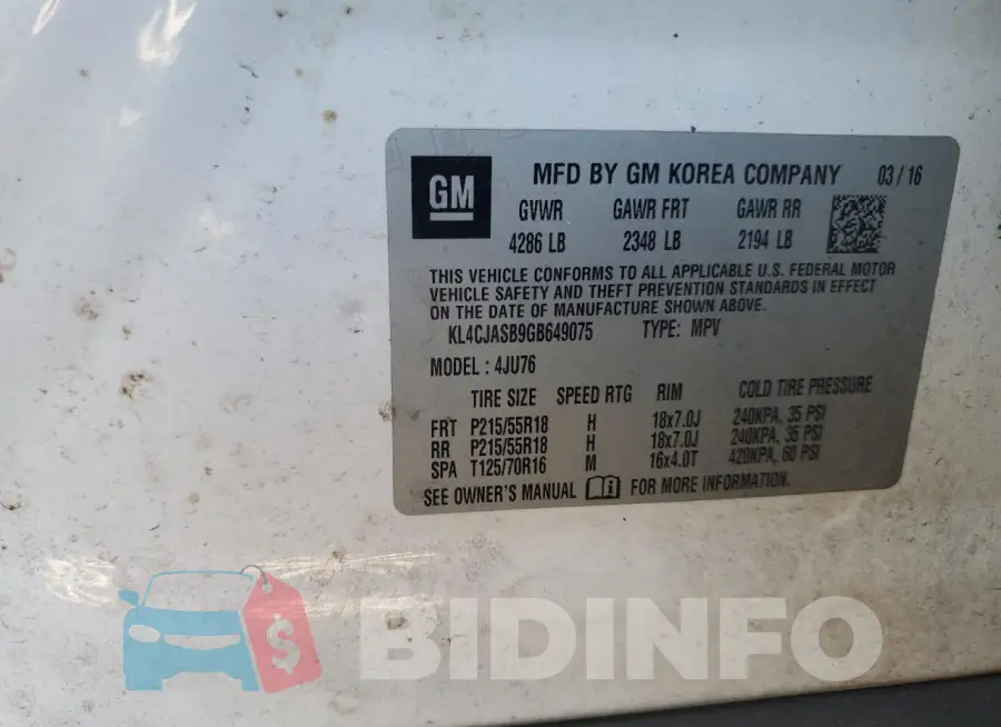 KL4CJASB9GB649075 Photo# 13