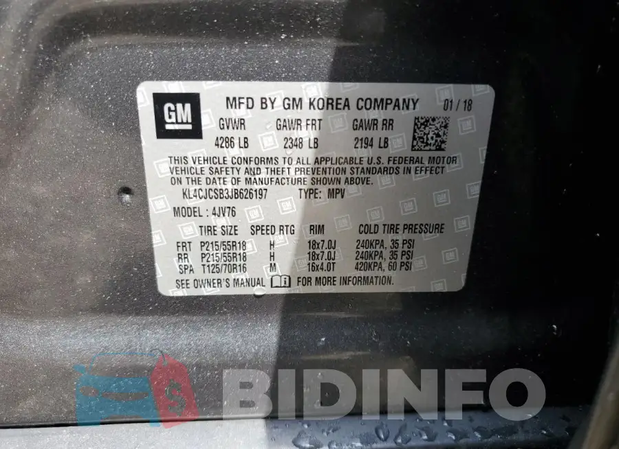 KL4CJCSB3JB626197 Photo# 13