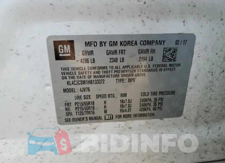 KL4CJCSM1HB133372 Photo# 12