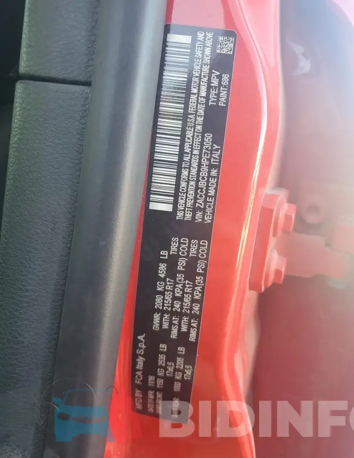 ZACCJBCB9HPE73050 Photo# 13