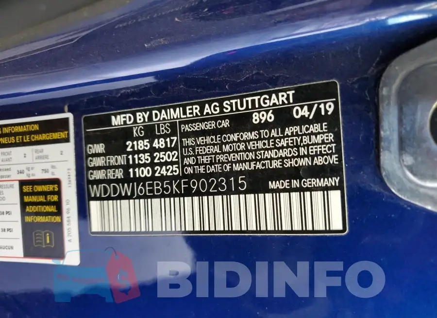 WDDWJ6EB5KF902315 Photo# 12
