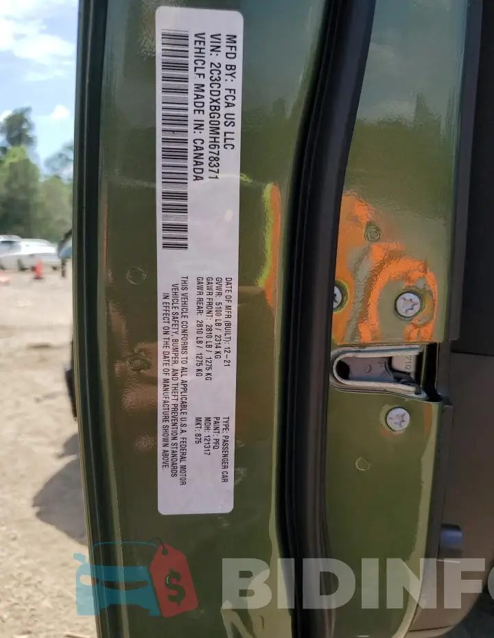 2C3CDXBG0MH678371 Photo# 12