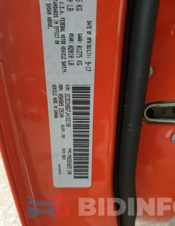 2C3CDXBG7JH152198 Photo# 12