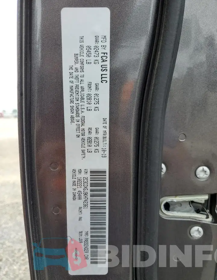2C3CDXGJ9KH742361 Photo# 13
