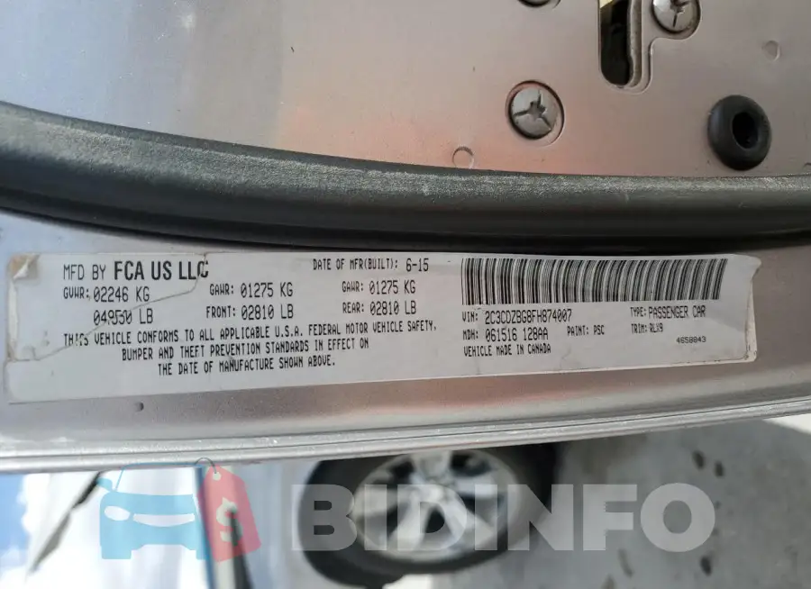 2C3CDZBG8FH874007 Photo# 12
