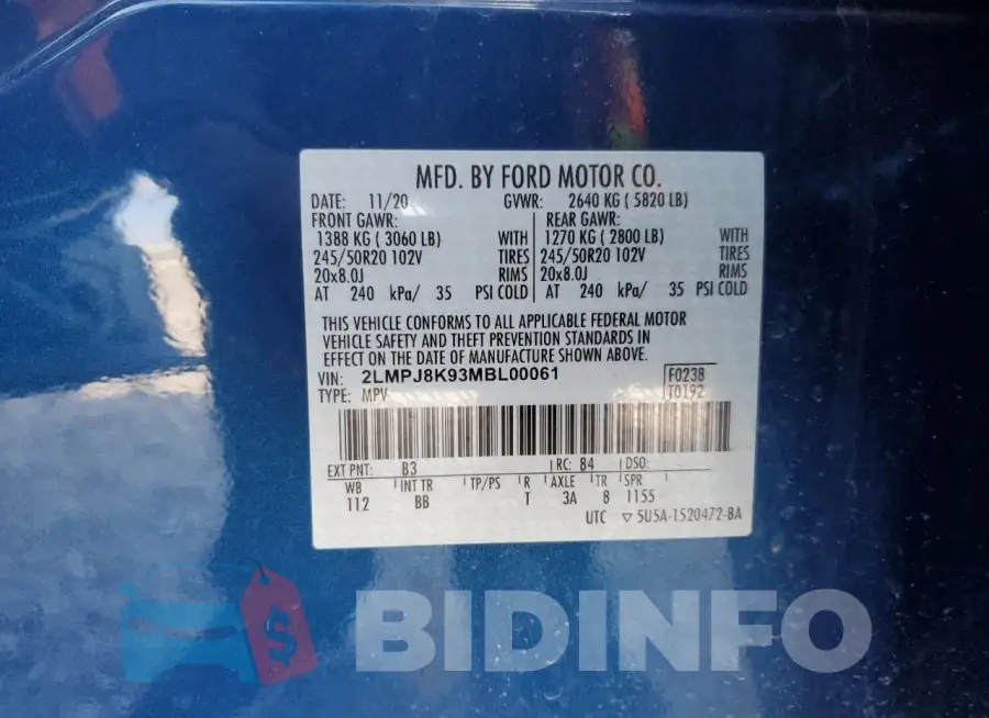 2LMPJ8K93MBL00061 Photo# 13