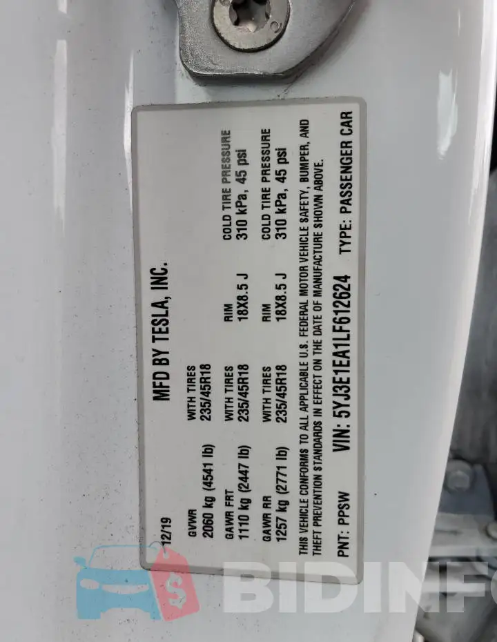 5YJ3E1EA1LF612624 Photo# 13