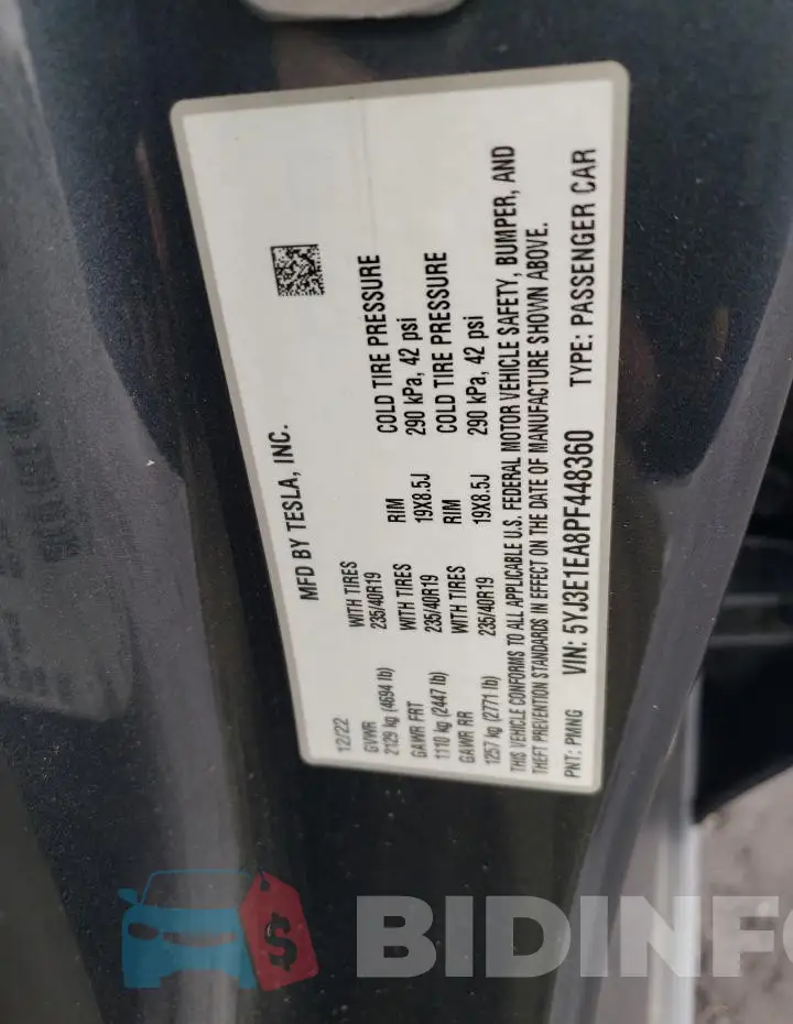 5YJ3E1EA8PF448360 Photo# 12