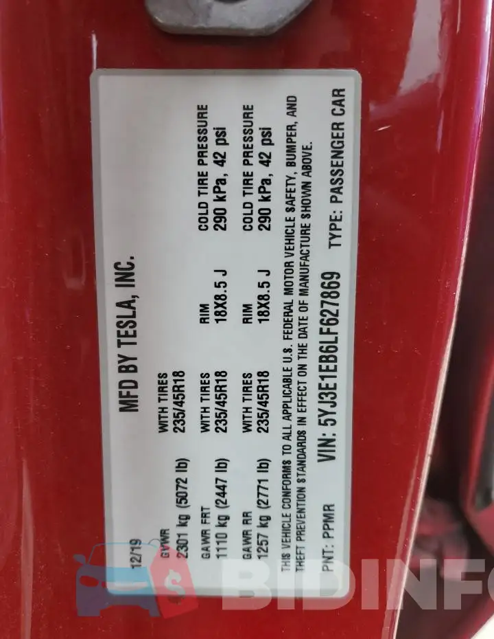 5YJ3E1EB6LF627869 Photo# 13