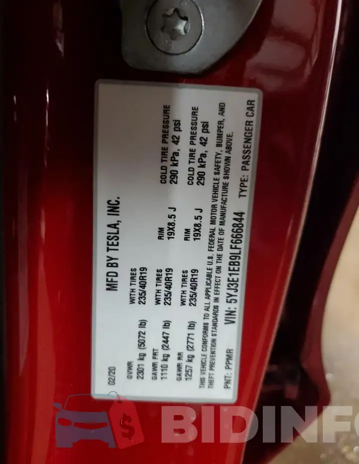 5YJ3E1EB9LF666844 Photo# 12