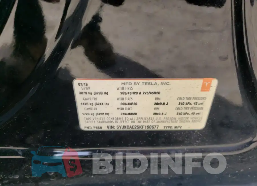 5YJXCAE25KF190677 Photo# 13