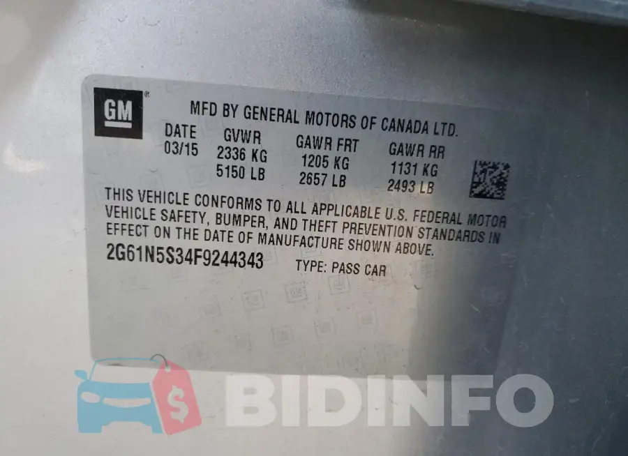 2G61N5S34F9244343 Photo# 12