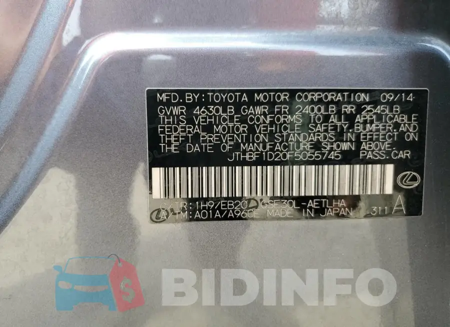 JTHBF1D20F5055745 Photo# 12