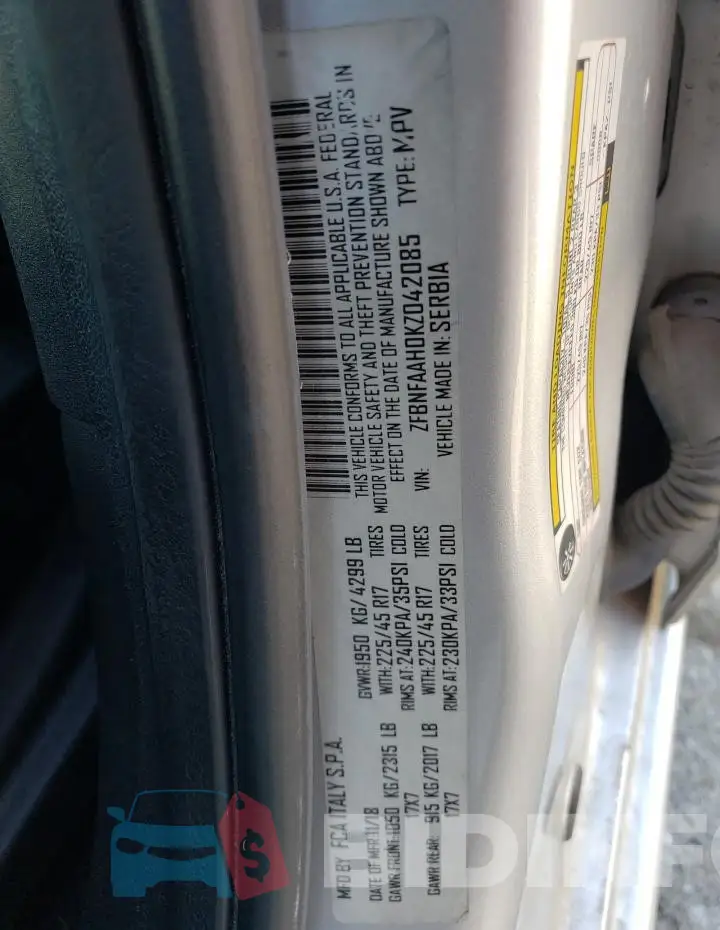 ZFBNFAAH0KZ042085 Photo# 13