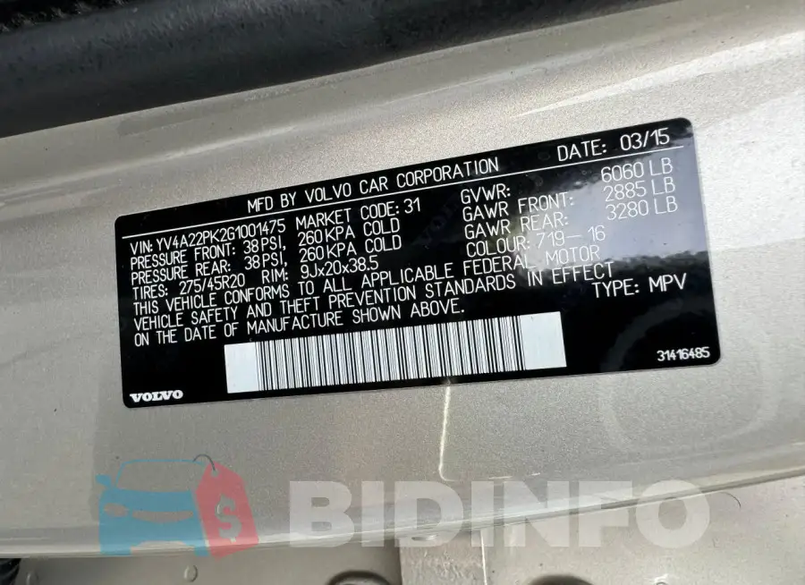 YV4A22PK2G1001475 Photo# 13