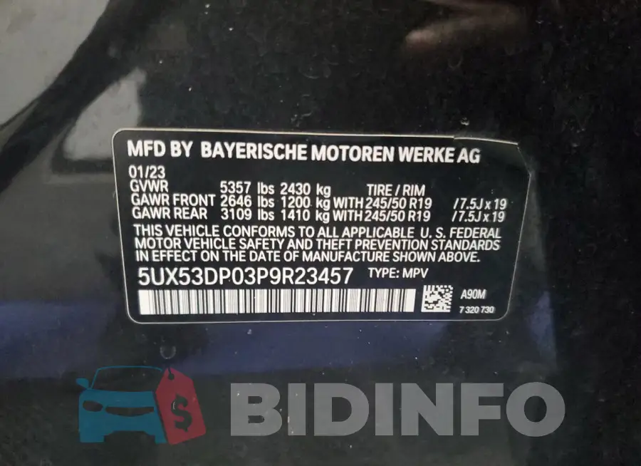 5UX53DP03P9R23457 Photo# 13