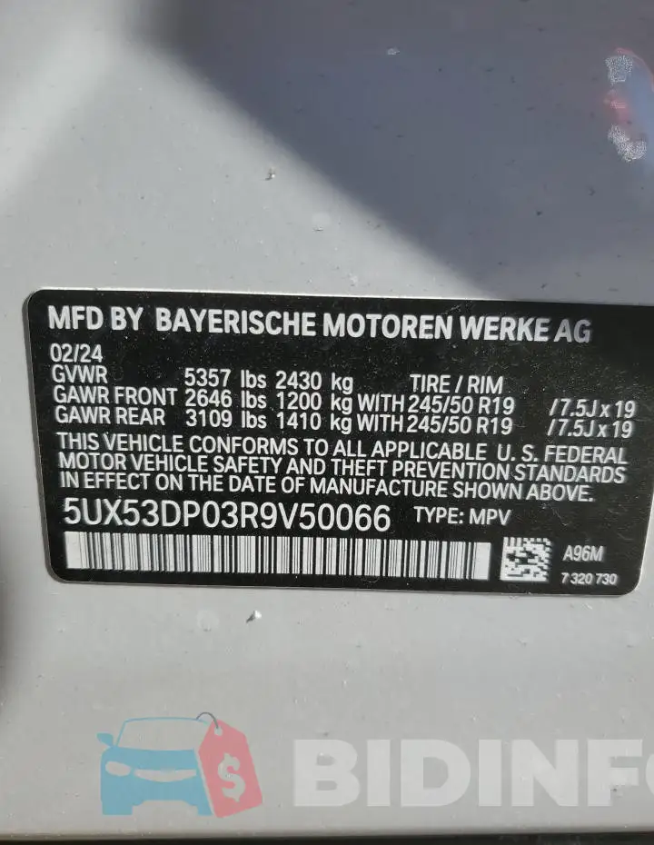 5UX53DP03R9V50066 Photo# 14