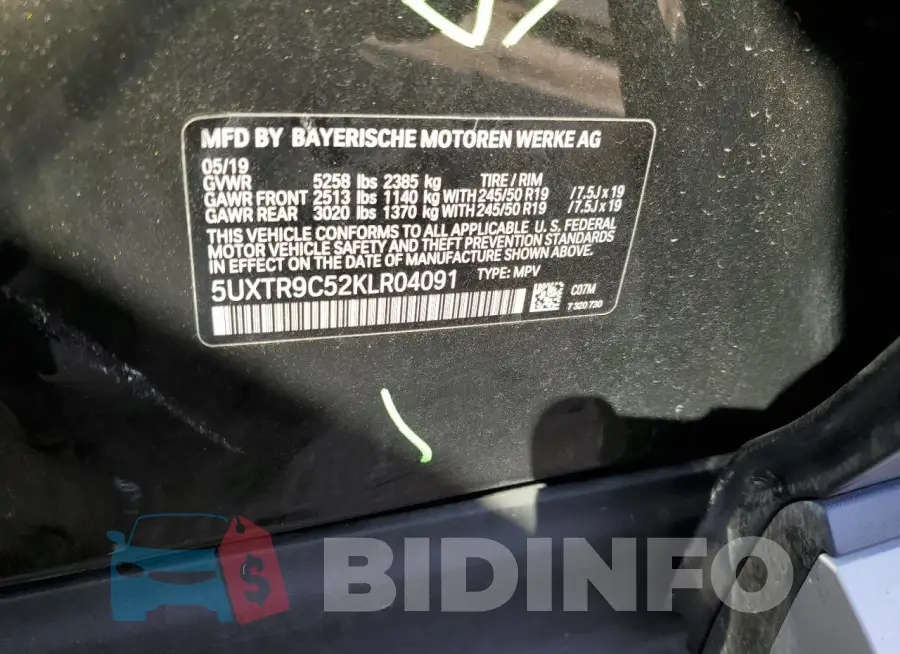 5UXTR9C52KLR04091 Photo# 13
