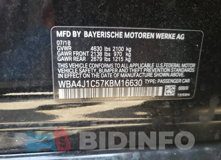 WBA4J1C57KBM16630 Photo# 12