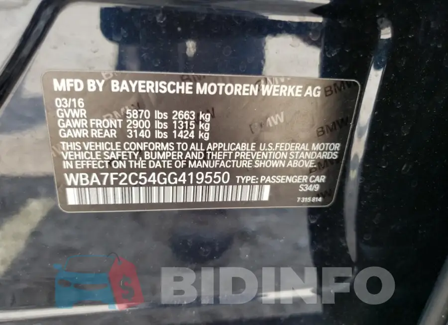 WBA7F2C54GG419550 Photo# 12