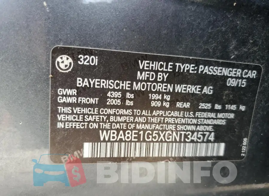 WBA8E1G5XGNT34574 Photo# 12