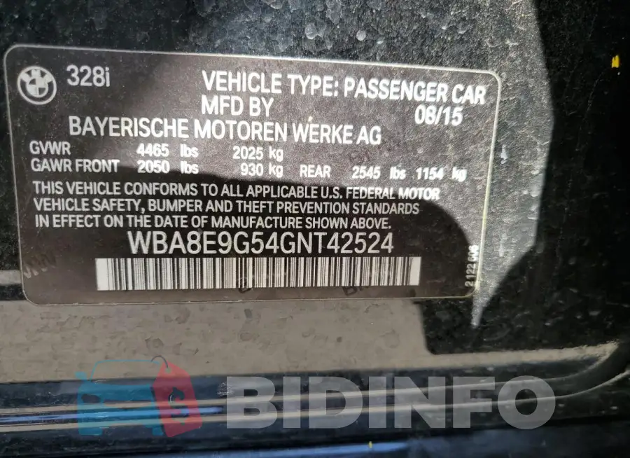WBA8E9G54GNT42524 Photo# 13
