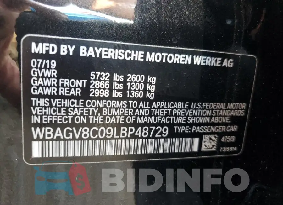 WBAGV8C09LBP48729 Photo# 13